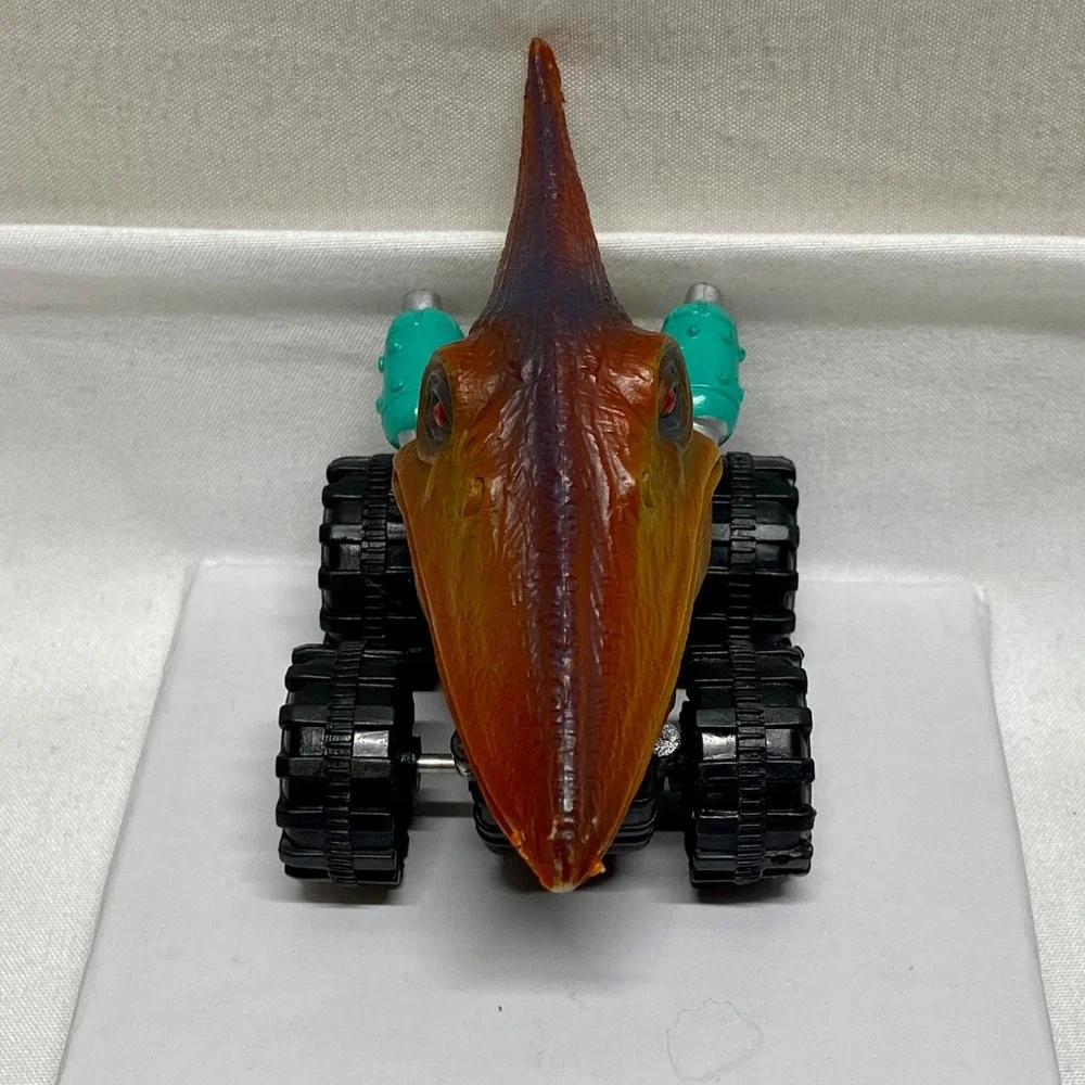 Pterodactyl Dinosaur Head Push & Go Brown Red 3 3/8